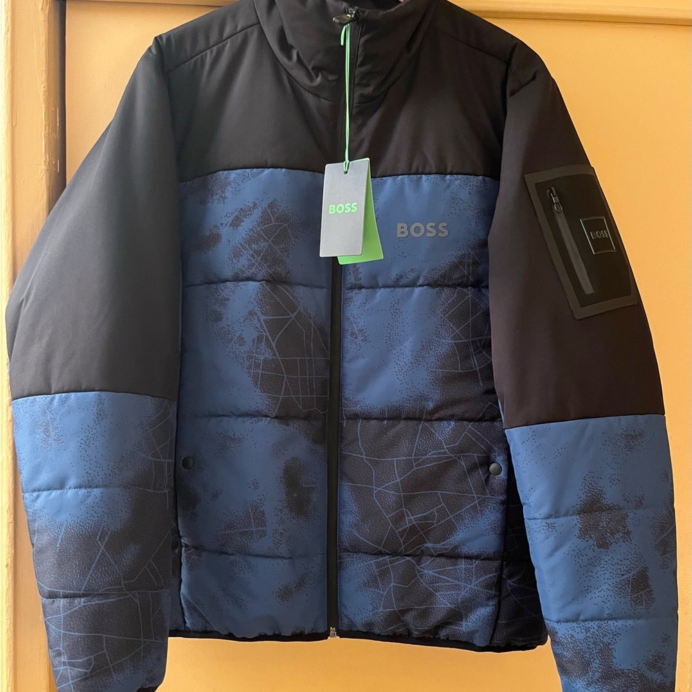 Hugo Boss Water Repellent Puffer Jacket with Logo Print